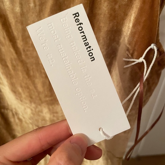 Reformation 
Emira Dress Gold Silk Blend Dress NWT - Picture 7 of 10